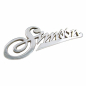 Preview: Simson - Logo Firmenschild am Frontschild KR50 - Schriftzug Aluminium, silber