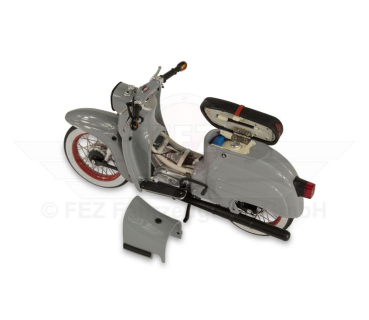 Preview: Schuco-Miniaturmodell Simson Schwalbe KR51/1, grau "Custom III" - Maßstab 1:10