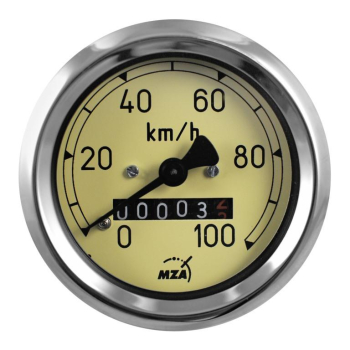 Tachometer AS 60mm - 100 Km/h - k-Wert= 1,0 - mit Beleuchtung, Halteklammer + Plastikmutter