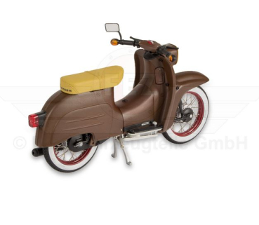 Preview: Schuco-Miniaturmodell Simson Schwalbe KR51/1, braun-matt-metallic "Custom II" - Maßstab 1:10