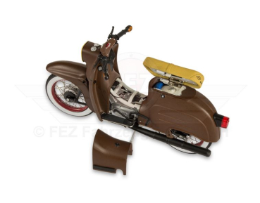 Preview: Schuco-Miniaturmodell Simson Schwalbe KR51/1, braun-matt-metallic "Custom II" - Maßstab 1:10