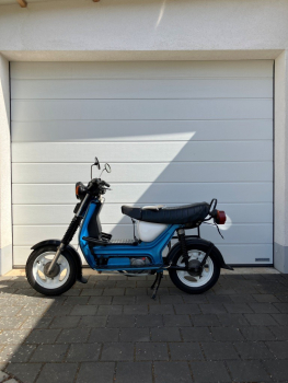 Preview: Simson SR50C - 1988 - 12V im seltenen polarblau metallic original Zustand mit Kindersitz - DDR Fahrzeugpapiere