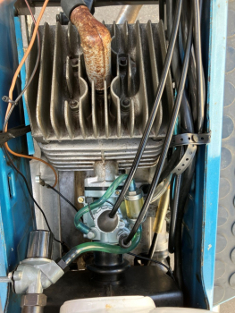 Simson SR50C - 1988 - 12V im seltenen polarblau metallic original Zustand mit Kindersitz - DDR Fahrzeugpapiere