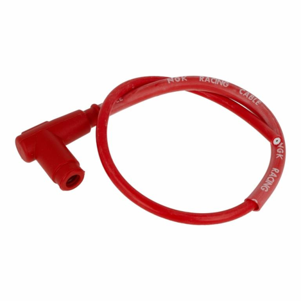 Kerzenstecker Racing, rot - 5 K-Ohm - mit Zündkabel + 90° abgewinkelt, wassergeschützt