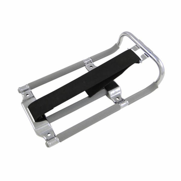 Gepäckträger kpl. - verchromt, Gummi grau - mit Haken (alte Ausf.) - Vogelserie