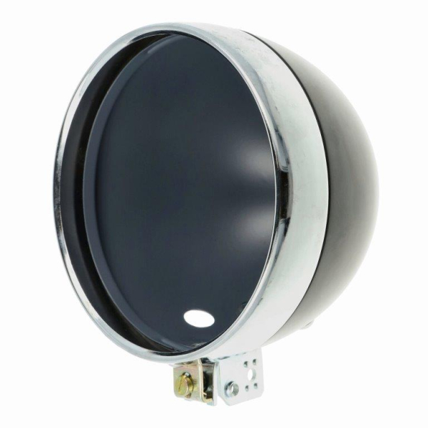 Blech-Scheinwerfergehäuse, Tittenlampe schwarz mit Lampenring, verchromt - 8706.19-1 - S50