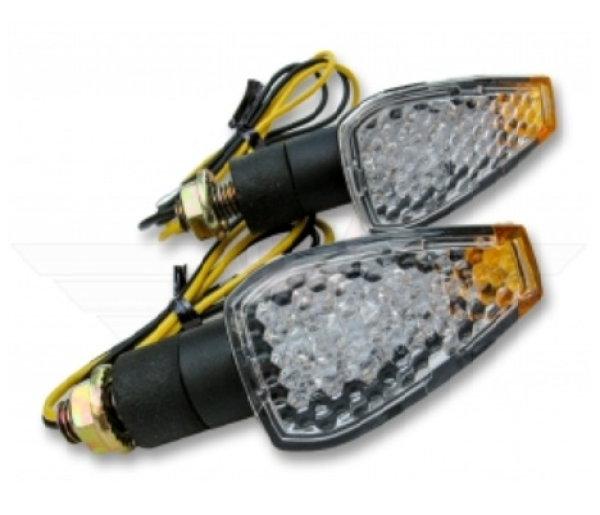 Blinker / Blinkleuchten 12V Mini LED im Satz (links & rechts) Lampenträger Kunststoff schwarz mit Gewinde M8