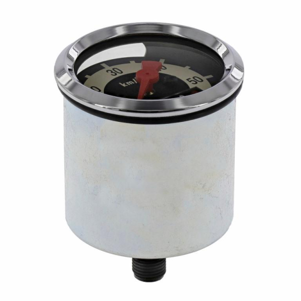 Tachometer Ø48mm - 60km/h-Version - Skale schwarz/ hellelfenbein, Tachoglas gewölbt, Chromring