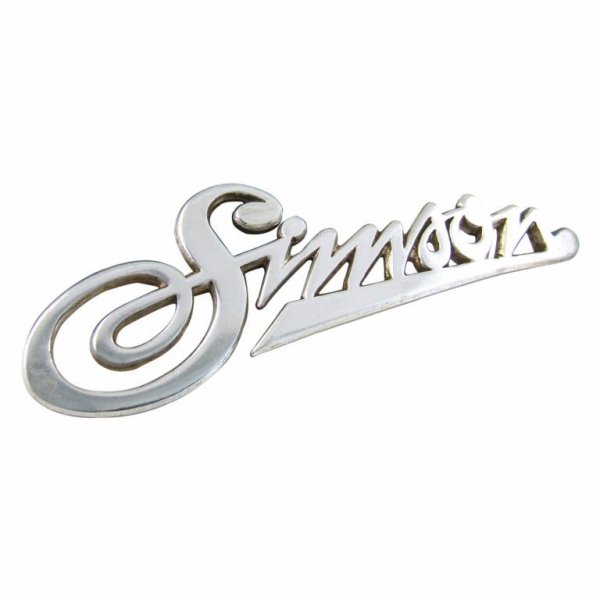 Simson - Logo Firmenschild am Frontschild KR50 - Schriftzug Aluminium, silber