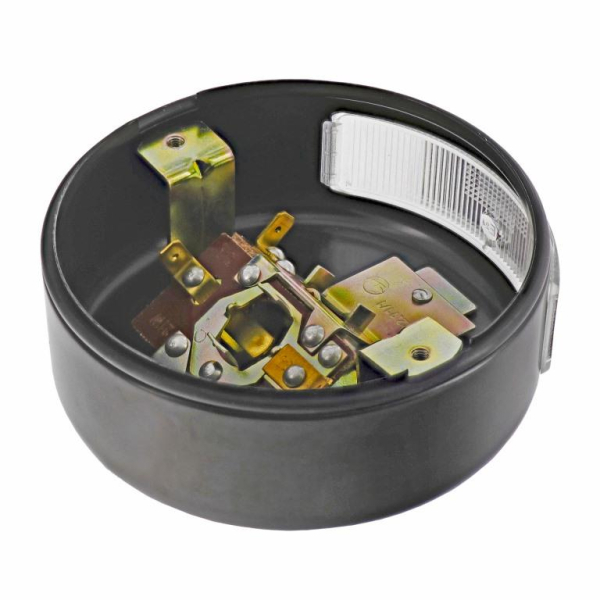 Rücklichtunterteil mit Lichtaustritt f. Kennzeichen - Metallgehäuse - BSKL 8522.11 ø 100 mm - S70, passend f. MZ TS