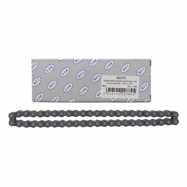 Zweifachhülsenkette Duplex 3/8 x 3/16 Zoll, 48 Glieder, für Kupplungskettenrad