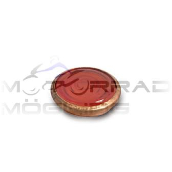 Kontrollglas rot - mit Kupfer Fassung