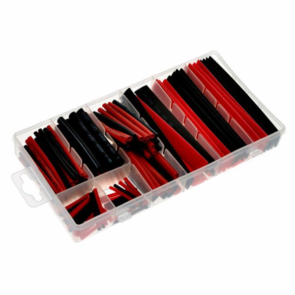 Set Schrumpfschlauch, rot/ schwarz, 150-tlg.