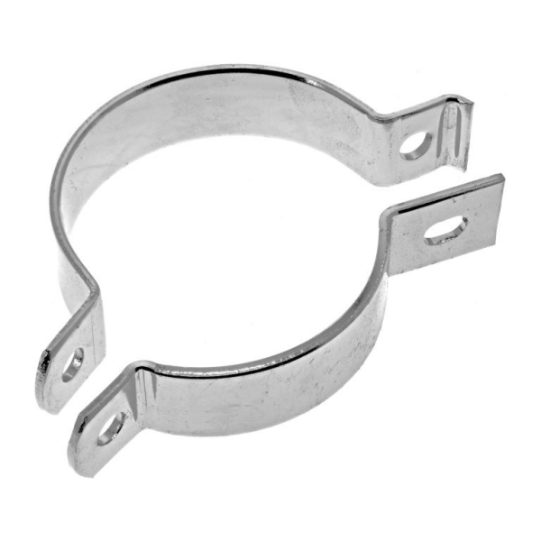 Auspuffschelle 2-teilige mit Halterung, verchromt, hinten