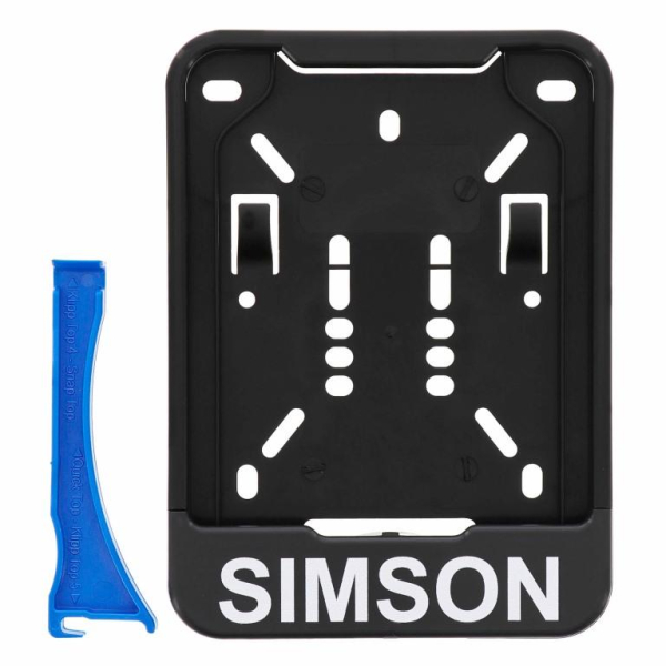 Kennzeichenhalterung, schwarz - mit Aufdruck Simson - 168x122 mm