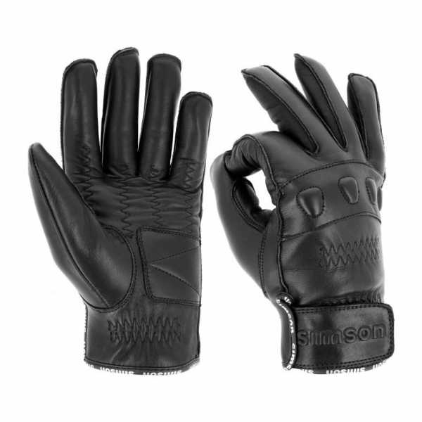 Motorrad - Winterhandschuhe, Leder, schwarz, Motiv: SIMSON