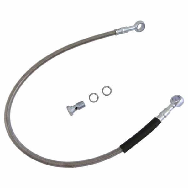 Set Bremsleitung - Stahlflex rostfrei - klare Kunststoffummantelung - 530 mm lang